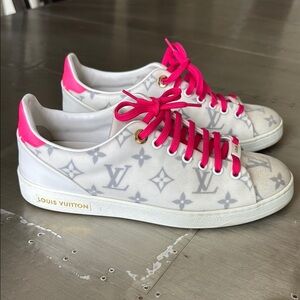 Louis Vuitton pink white gray neon sneaker trainers flats sz 38 Preowned